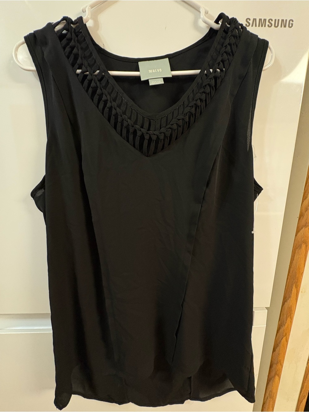 Maeve Black Braided V-Neck Sleeveless Camisole